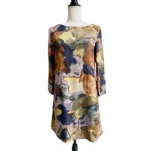 Anthropologie Maeve Eleonora Shift Tunic Dress XS Colorful Abstract Watercolor